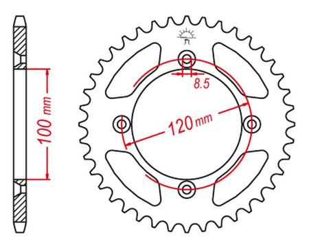 Zębatka tylna aluminiowa kolor czarny 798 56 suzuki rm 80/85 '02-'18, yamaha yz 80/85 '93-'20 (jtr798.56)