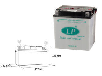 Landport akumulator yb30l-b 12v 30ah 168x132x176 harley davidson, polaris 600/700obsługowy - bez elektrolitu (2)