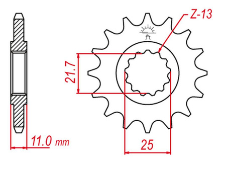 Zębatka przednia 580 16 yamaha fz6 '04-'09, yzf-r6 '99-'20 (jtf580.16)