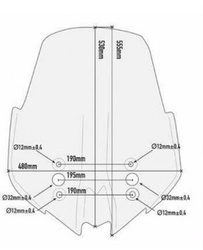 Szyba kawasaki versy1000 (17-18) 53 x 48 cm przezroczysta