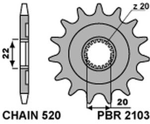 Zębatka przednia 2103 13 yamaha yzf 250 '01-'17, wrf 250 '01-'17 (jtf1590.13) (łańc. 520) (210313jt)
