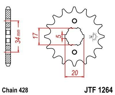 Zębatka przednia do motocykla CBF 125, CBR125 15Z