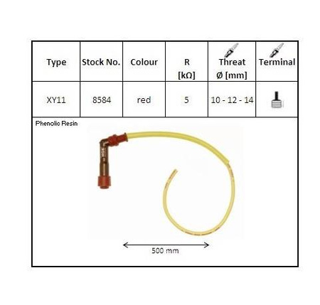 Fajka świecy zapłonowej Ngk fajka na świece ebonitowa kątowa (102) przewód 50 cm kolor czerwony (nr 8584) – NGK
