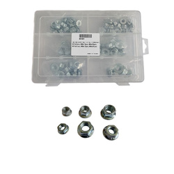 komplet (zestaw) nakrętek kołnierzowych zwykłych i samokontrujących m6/m8/m10 (100 szt.)