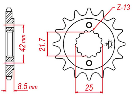 Zębatka przednia 525 17 kawaski er5 '97-'06, kle500 '97-'07 (jtf512.17)