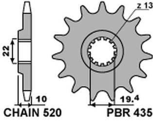 Zębatka przednia 435 16 suzuki dr 350, drz 400 (jtf432.16) (łańc. 520) (43516jt)