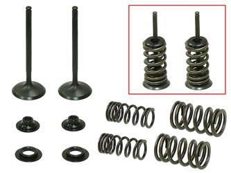 ZAWORY WYDECHOWE (KOMPLET 2 SZT. ZAWORÓW ZE SPRĘŻYNAMI I PODKŁADKAMI) HONDA CRF 450 X '05-'17 STALOWE (MX-09503E)