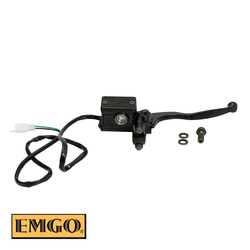 POMPA HAMULCA PRZEDNIEGO KOMPLETNA (14MM) Z CZUJNIKIEM ŚWIATŁA STOP, MOCOWANIEM LUSTERKA 10MM I DŹWIGNIĄ KOLOR CZARNY