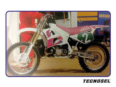 Pokrowiec/poszycie na siedzenie yamaha yz 125 '89-'92, yz 250 '90-'92, replica oem yamaha '92, kolor różowy, logo tecnosel