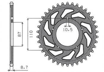 Zębatka tylna 824 45 suzuki gsx 750f (99-06), gsx 600f '92-'97 (jtr829.45) (łańc. 530) (82445jt)