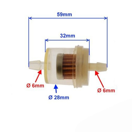 Filtr paliwa skuter wkład Papierowy 6 mm