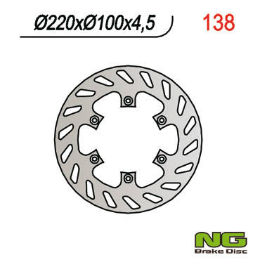 Tarcza hamulcowa tył kawasaki kx 125 '89-'02, kx 250 '92-'95, kdx 200/220, klx300/650r (220x100x4,5) (6x6,5mm)