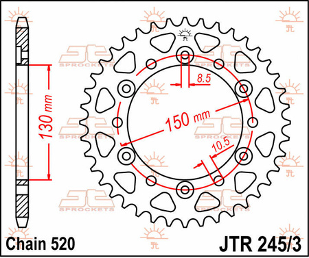 Zębatka tylna 4309 45 honda nx 650 '88-'90 (jtr245/3.45)* (łańc. 520)