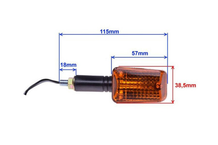 Kierunkowskaz mini długi pomarańczowy klosz