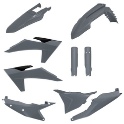 WYPRZEDAŻ KOMPLET PLASTIKÓW (FULL KIT) KTM EXC/EXC-F/XC-W/XC-WF TBI '24-'25 W ZESTAWIE OSŁONY AMORTYZATORÓW (8352500003) KOLOR SZARY (N-GRAY)