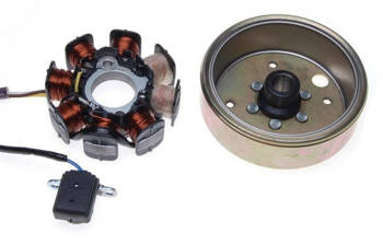Stator + magneto skuter 4T 139QMB Gy6-50 8 cewek