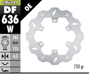 TARCZA HAMULCOWA TYŁ DUCATI 350/400/600/620/750/800/851/888/ 900/907/959 '89-; MONSTER 600/620/695/696/750/800/821/937 '94-; SCRAMBLER 800/1000 '15-(WAVE DISC) (245X115X4,5MM)