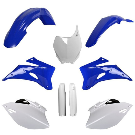 KOMPLET PLASTIKÓW (FULL KIT) YAMAHA YZ 250F '06-'07; YZ 450F '06-'07 W ZESTAWIE TABLICA PRZEDNIA (8658100001) I OSŁONY AMORTYZARORÓW (8398100001) KOLOR NIEBIESKI BIAŁY OEM