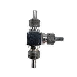 Złącze do przewodów (trójnik) niekompletne -brak nakrętki i baryłki (chrom)