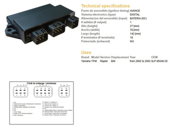 Dze moduł zapłonu cdi yamaha yfm660 raptor 02-03 (oem-5lp-85540-20)