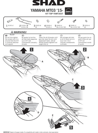 Stelaż kufra tylnego Shad do Yamaha MT 03 (15 -16)