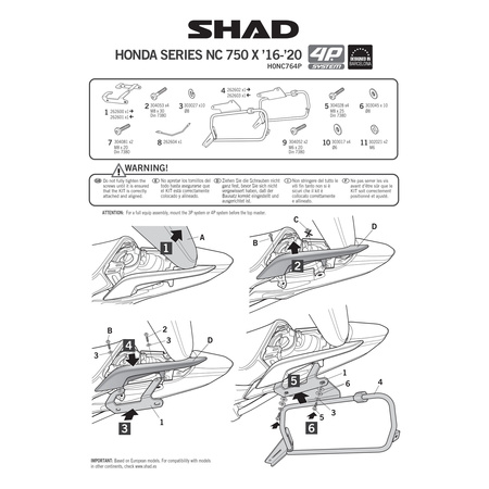 Stelaż do kufrów bocznych Shad 4P Terra do Honda NC750