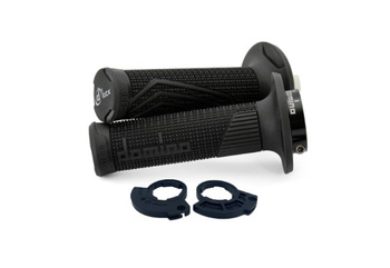 DOMINO MANETKI (GRIPY) OFF ROAD D-LOCK NA JEDNĄ LINKE 2T (Z ADAPTERAMI ROLGAZU - KTM, HUSQVARNA, GASGAS, HONDA, KAWASAKI, SUZUKI, YAMAHA I INNE) KOLOR CZARNY