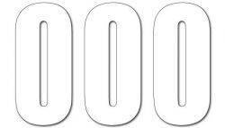 Numery startowe 13cm x 7cm proste, kolor biały nr0 (3szt.)