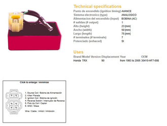 Dze moduł zapłonu cdi honda trx 90 '93-'05 (30410-hf7-008)