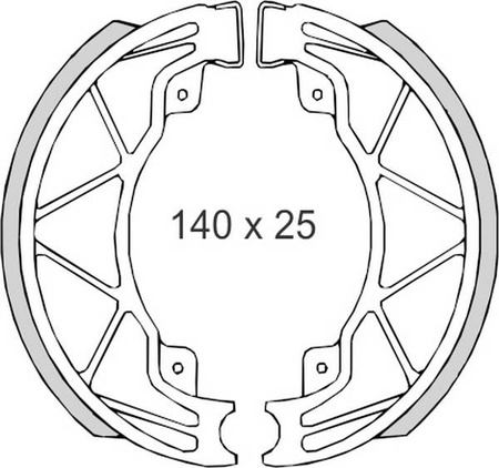 Szczęki hamulcowe derbi25/50/125/150 piaggio50/125/180 vespa 50/125 (140x25mm) (ft 0300)