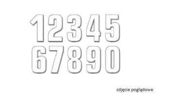 Numery startowe 16cm x 7,5cm proste, kolor biały nr1 (3szt.)