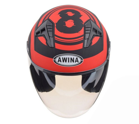 Kask otwarty na skuter quad motocykla czarny-czerwony mat