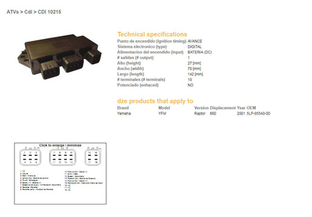 Dze moduł zapłonu cdi yamaha yfm660 raptor 01 (oem-5lp-85540-00)