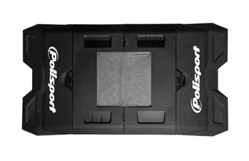 Mata pod motocykl cross/enduro składana plastikowa kolor czarny (z pojemnikiem na zużyty olej)