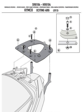 stelaż kufra centralnego kymco xciting 400i (13-15) ( z płytą monokey )