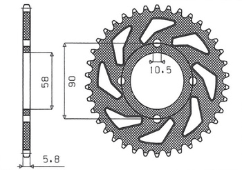 Zębatka tylna 279 39 honda xl 125v varadero '01-'13, ktm 200 duke '12-'14, 125 duke '11-'13 (jtr273.39) (łańc. 520) (27939jt)