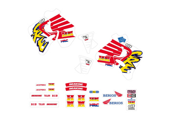 Komplet naklejek (oklein) honda cr 125 '93-'94, cr 250 '92-'94, replica team honda enduro '94 kolor czerwony/biały/żółty