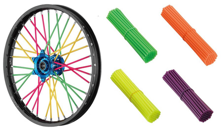 nakładki na szprychy kolor zielony fluo - komplet na dwa koła (2 x 38 sztuk)