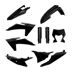 KOMPLET PLASTIKÓW (FULL KIT) KTM EXC/EXC-F/XC-W/XC-WF TBI '24-'25 W ZESTAWIE OSŁONA LAMPY ORAZ OSŁONY AMORTYZATORÓW (8352500001) KOLOR CZARNY