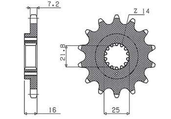 Zębatka przednia 2050 14 ducati 796/916/944/996 (-1) (jtf740.14) (łańc. 525) (205014jt)