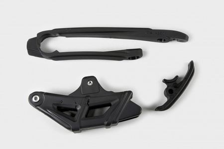 Komplet slizg + prowadnica łańcucha ktm exc 125/200/250/300, exc-f 350/450 '12-21, exc-f 500 '14-21, kolor czarny