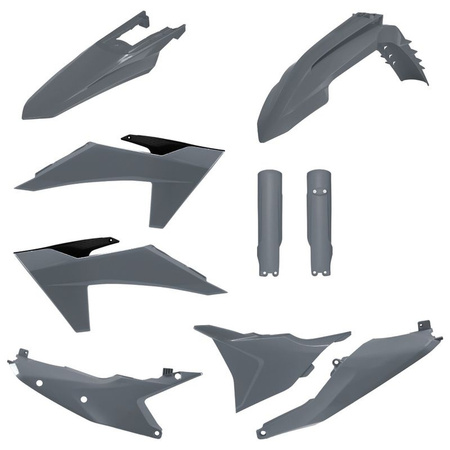 WYPRZEDAŻ KOMPLET PLASTIKÓW (FULL KIT) KTM EXC/EXC-F/XC-W/XC-WF TBI '24-'25 W ZESTAWIE OSŁONY AMORTYZATORÓW (8352500003) KOLOR SZARY (N-GRAY)