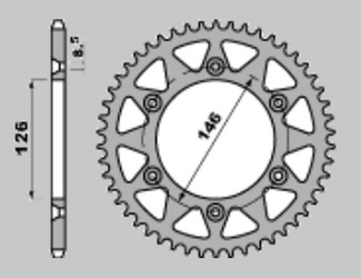 Zębatka tylna aluminiowa (anodowana) 808 48 złota
