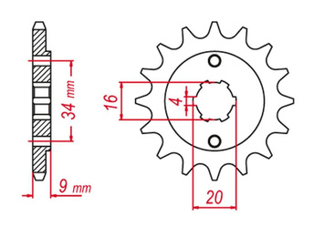 Zębatka przednia 2062 15 yamaha yfs200 blaster '88-'06 (+2), tt-r230 '05-'20 (+2), dt200 l '85 (+2), hyosugt 250 '04-'15, gy 250 '04-'12