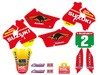 Komplet naklejek (oklein) + pokrowiec/poszycie na siedzenie suzuki rm 125/250 '96-'98, replica team suzuki '98