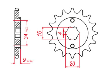 Zębatka przednia 2062 14 yamaha yfs200 blaster '88-'06 (+1), tt-r230 '05-'20 (+1), dt200 l '85 (+1), hyosugt 250 '04-'15, gy 250 '04-'12