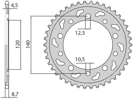 Zębatka tylna 4409 43 suzuki gsf 1250 '06-'16, gsxr 1000/1300 (jtr1800.43) (łańc. 530) (440943jt)