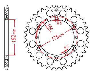 Zębatka tylna aluminiowa kolor czarny 856 51 yamaha yz 125 '89-'92, wr 250 '90-'93, yz 250 '90-93 (jtr853.51)