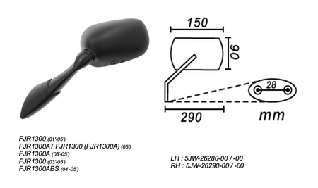 Lusterko Lewe Yamaha Fjr1300 2001-2005 Power Force
