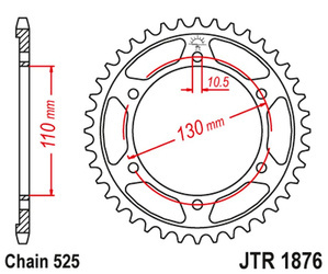 Zębatka tylna 4385 45 suzuki gsxr 600 '11-'15, yamaha mt-07 '14-'16 (438545jt) (łańc. 525) czarna